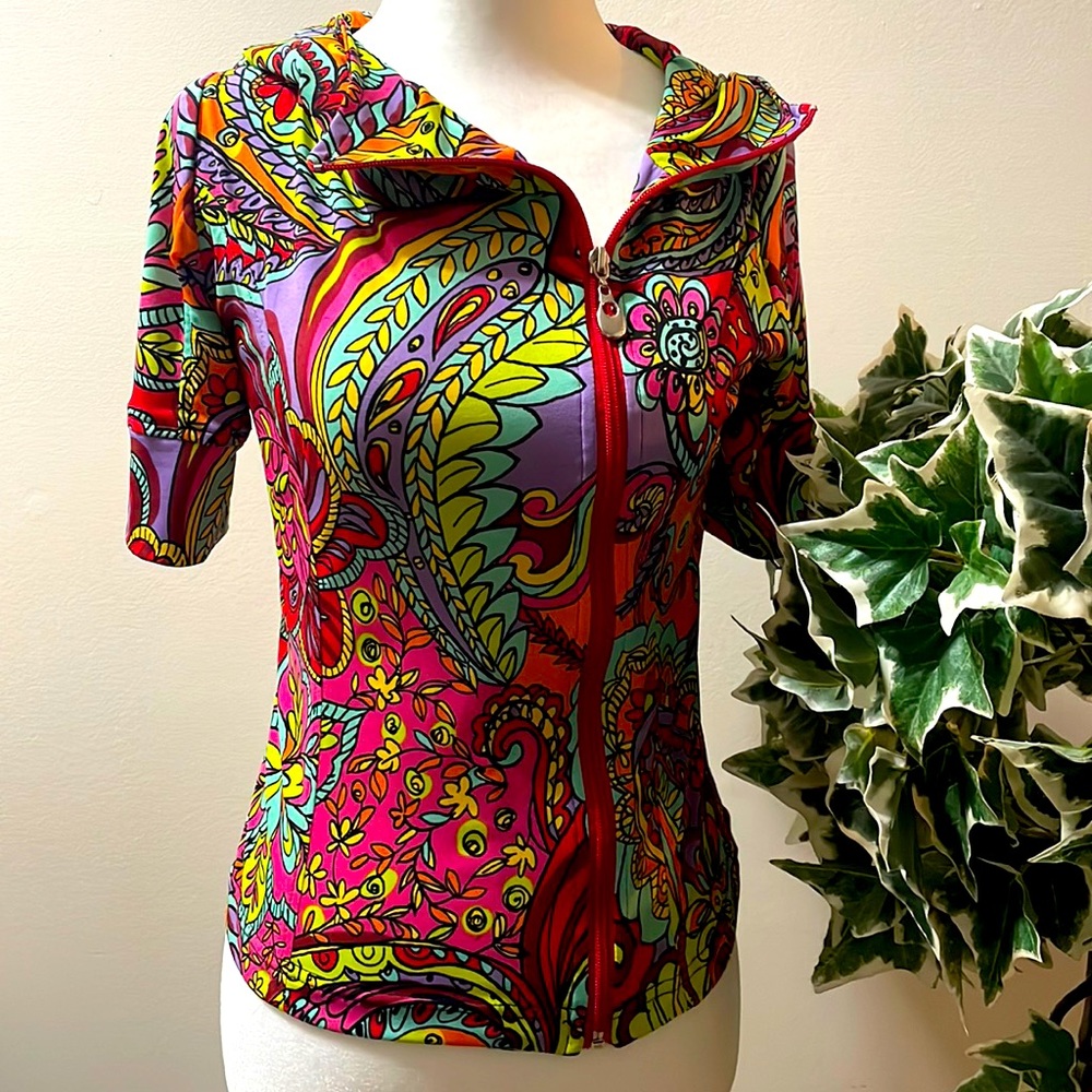 Vintage Womens Sweater/Hoodie Tonia Debellis, Size: XS, Vibrant Multi-coloured